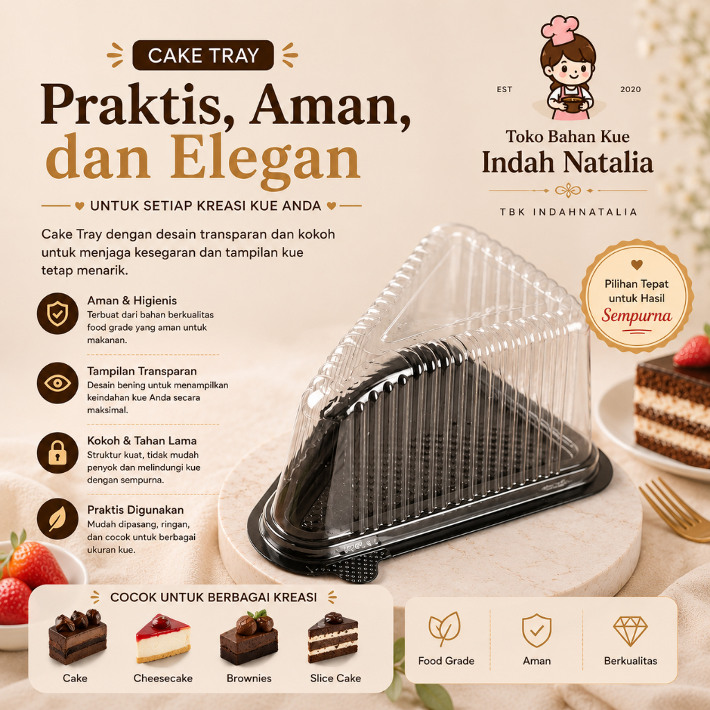 [10pcs] Mika Tray Segitiga / Cake Tray Segitiga / Mika Cake Tray Kue Slice