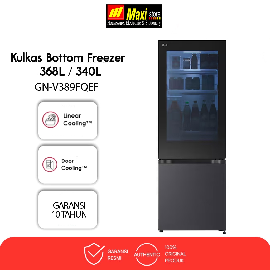 LG Kulkas Bottom Freezer 368L / 340L GN-V389FQEF - Garansi Resmi