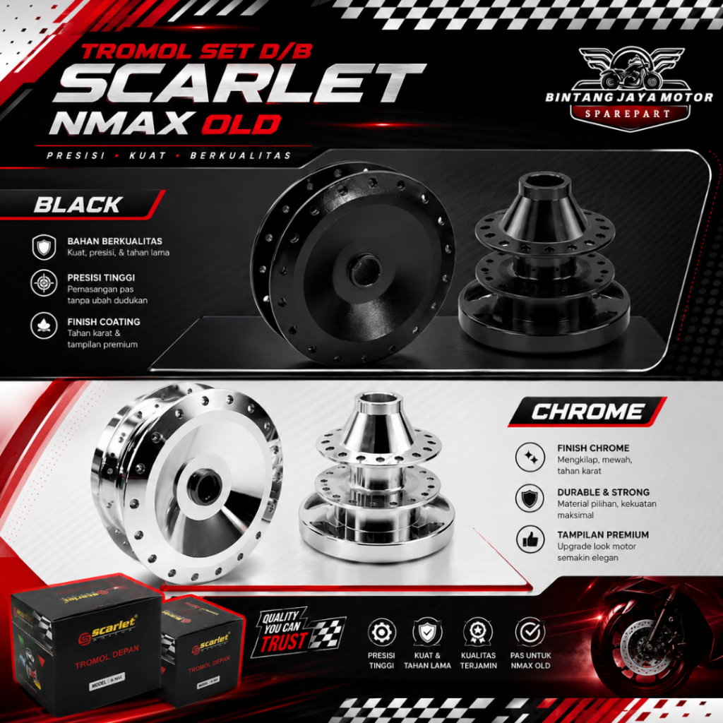 Tromol Set Depan & Belakang Nmax Old "Original Scarlet"