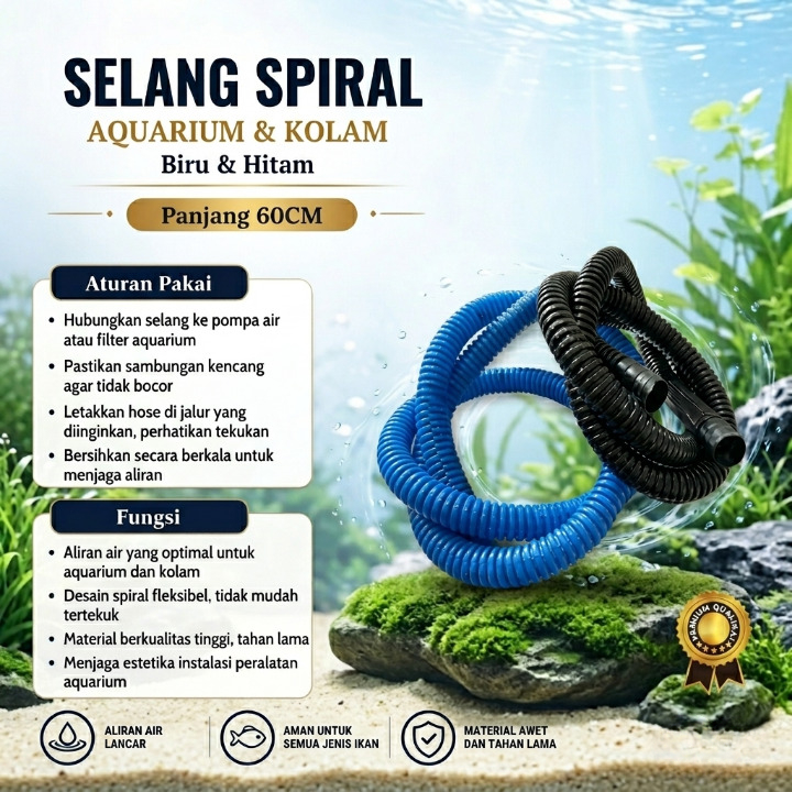 Selang Flexible Selang Spiral Pompa Aquarium Hitam biru pompa box Filter Top Filter filter talang