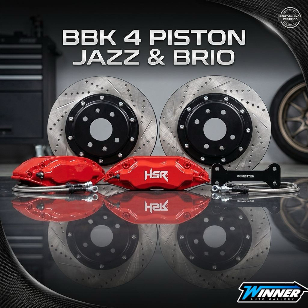 BBK HSR 4 PISTON JAZZ BRIO CALIPER SET PIRINGAN SELANG BREKET