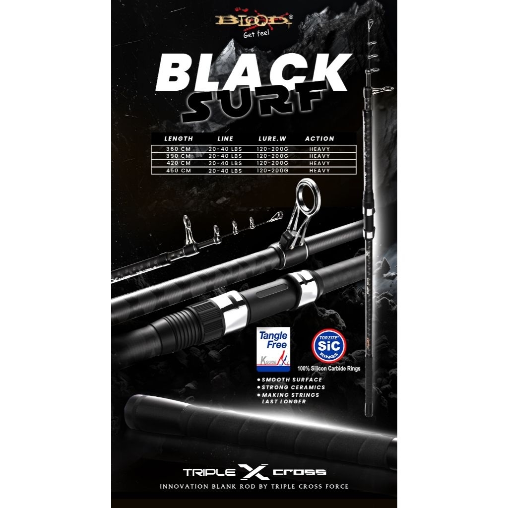 blood- joran telescopic black surf bahan carbon kaku,kuat