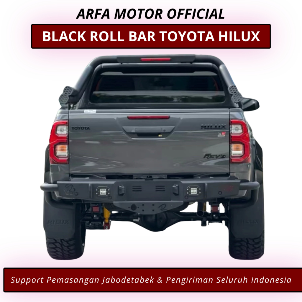BLACK ROLL BAR HAMMER DOUBLE CABIN TOYOTA HILUX