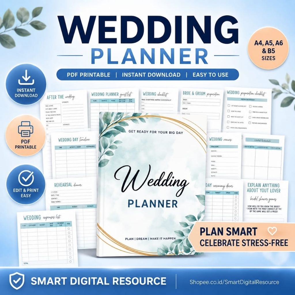 Wedding Planner Printable, Printable Wedding Planner Kit, Wedding Binder Template, Wedding Planning 