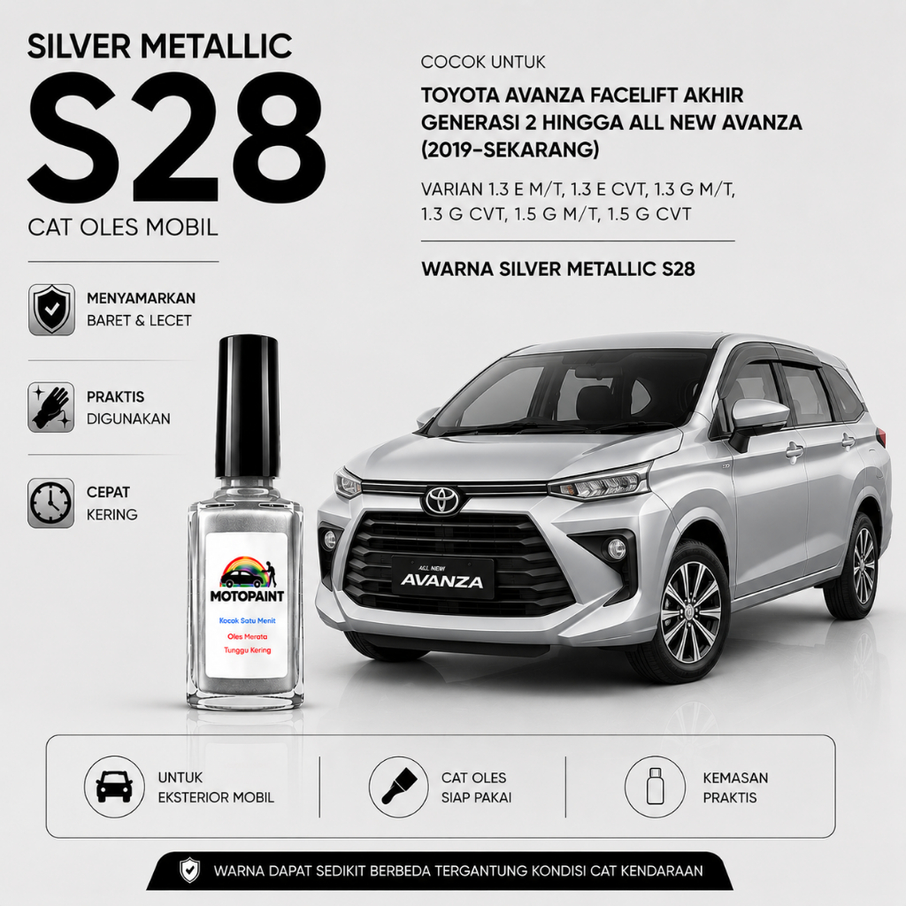 Motopaint Silver Metallic S28 Cat Oles Penghilang Baret Mobil Toyota Avanza Xenia Warna Silver