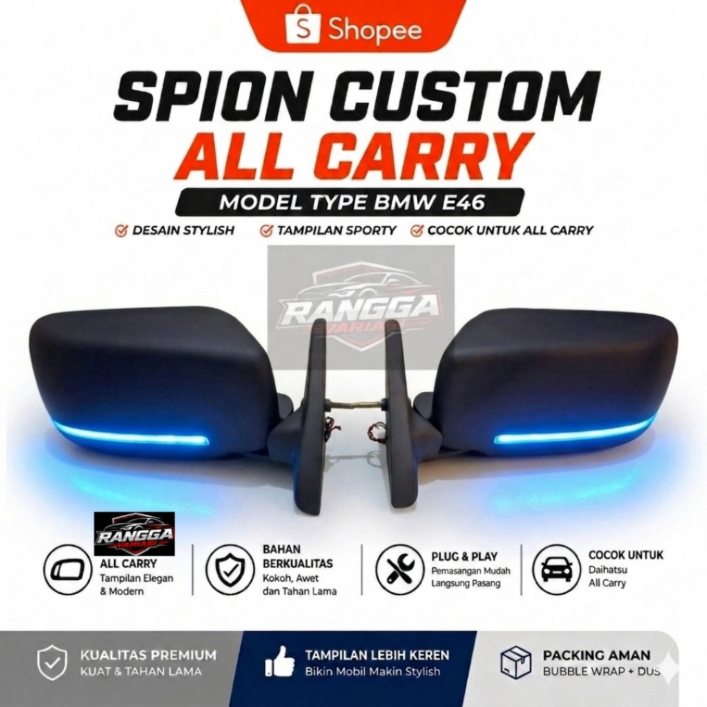 Spion Custom all Carry Futura T120SS Carry 1.0 Kijang  Model BMW E46 Variasi Kaca Spion+sen led PNP 