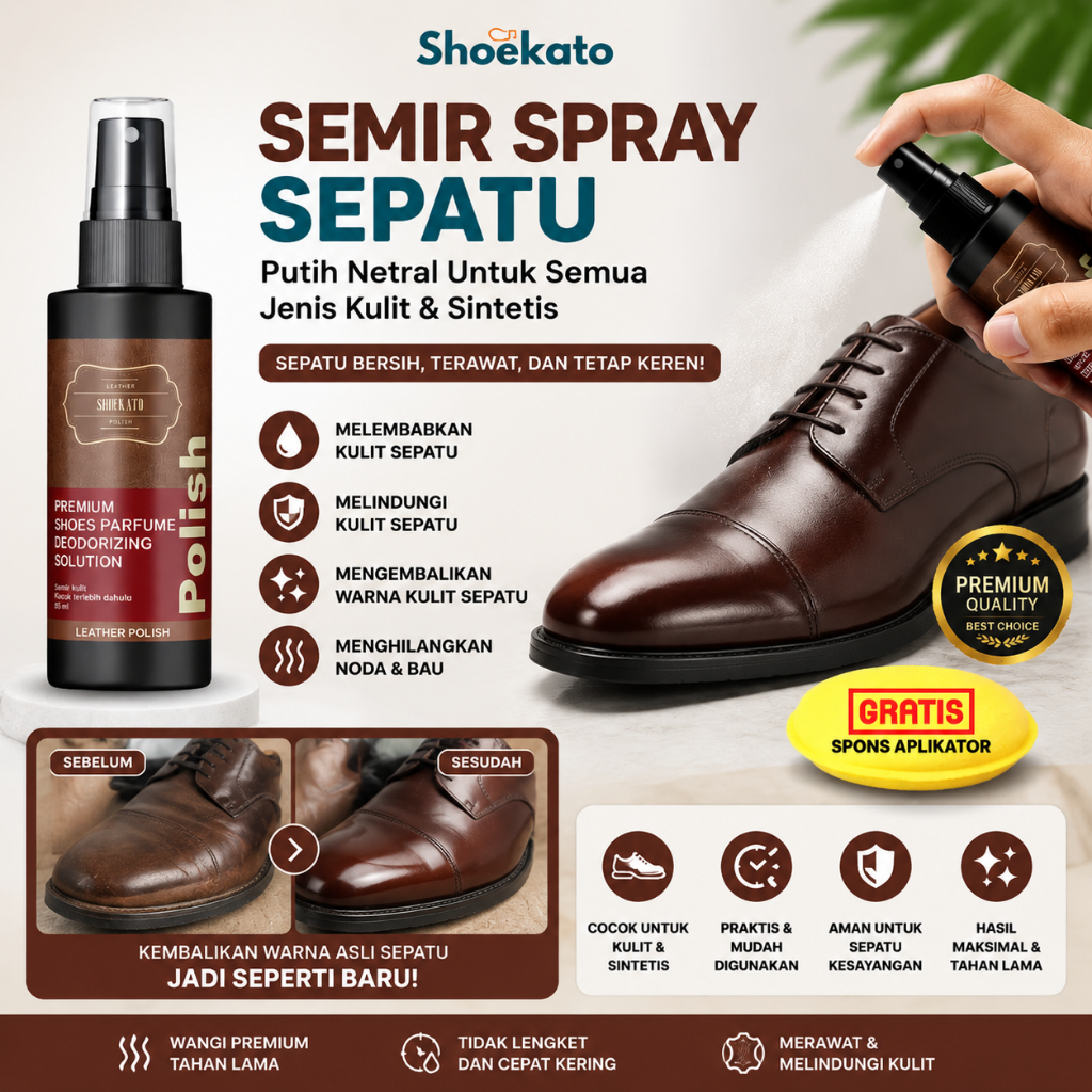 Shoekato Semir Sepatu Spray Putih Netral Untuk Kulit Dan Sintetis