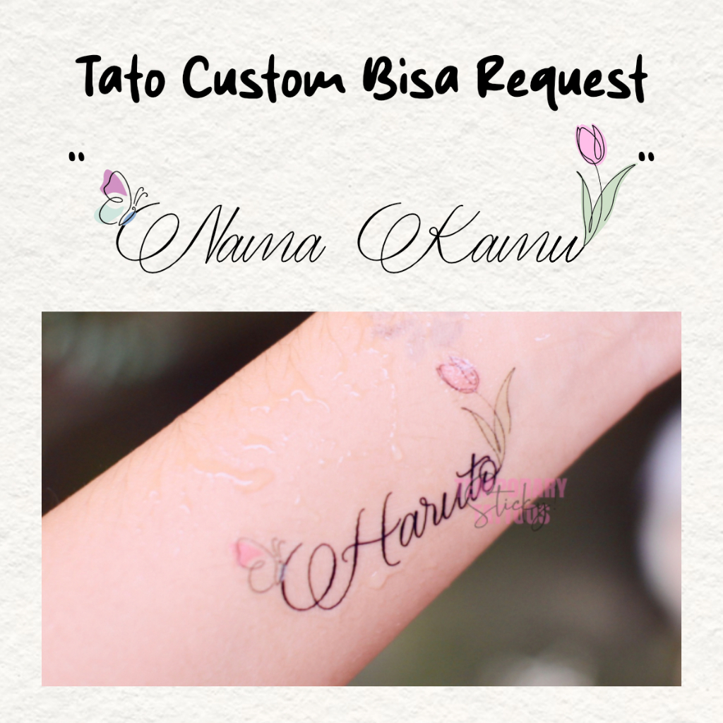 CT13 - TATO NAMA CUSTOM TEMPORER TATTOO INITIAL TEMPORARY HANDMADE BUATAN TANGAN KUPU BUTTERFLU TULI