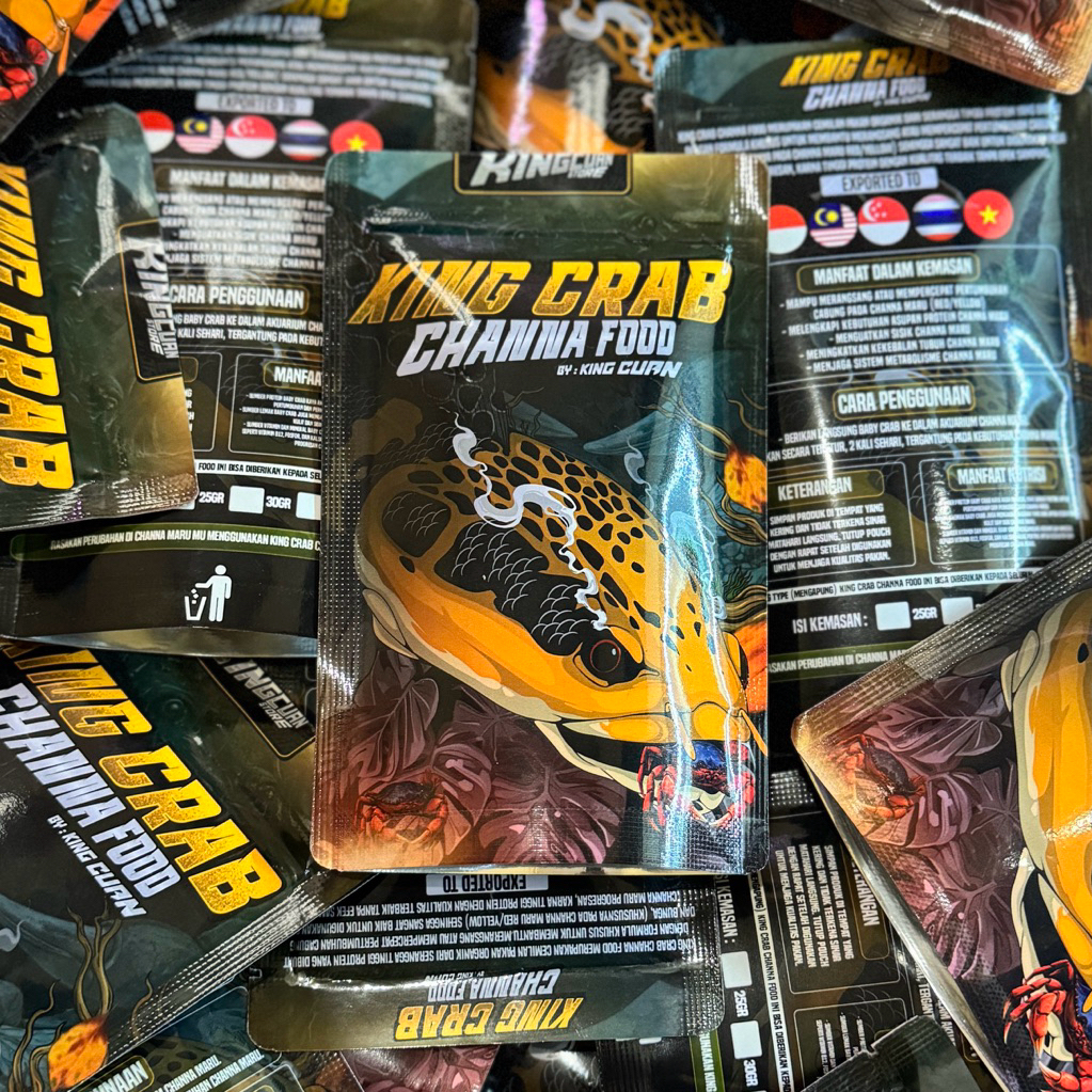 KING CRAB CHANNA FOOD Cemilan Pakan Organik Tinggi Protein Pakan Progres Perangsang Cabung Dan Bunga