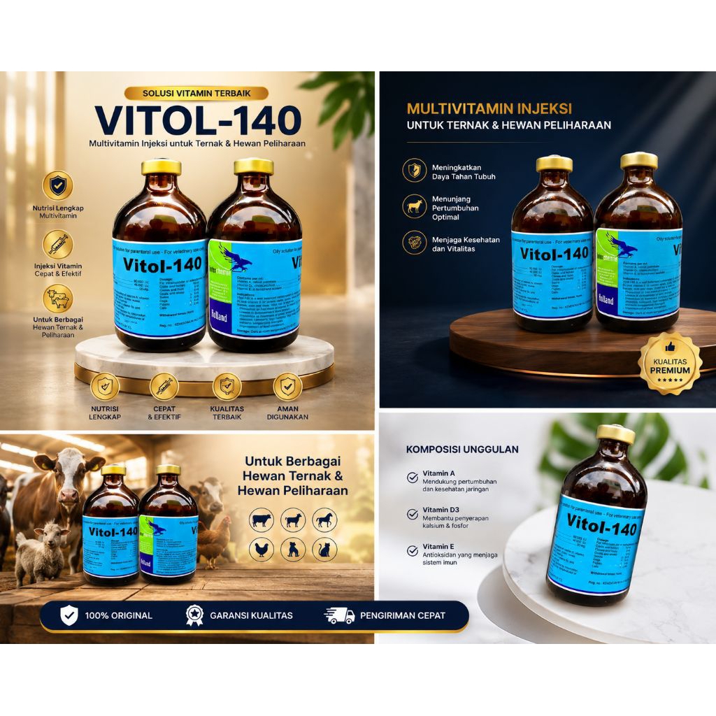 Vitol 140 100 ml Vitamin ADE Hewan Original