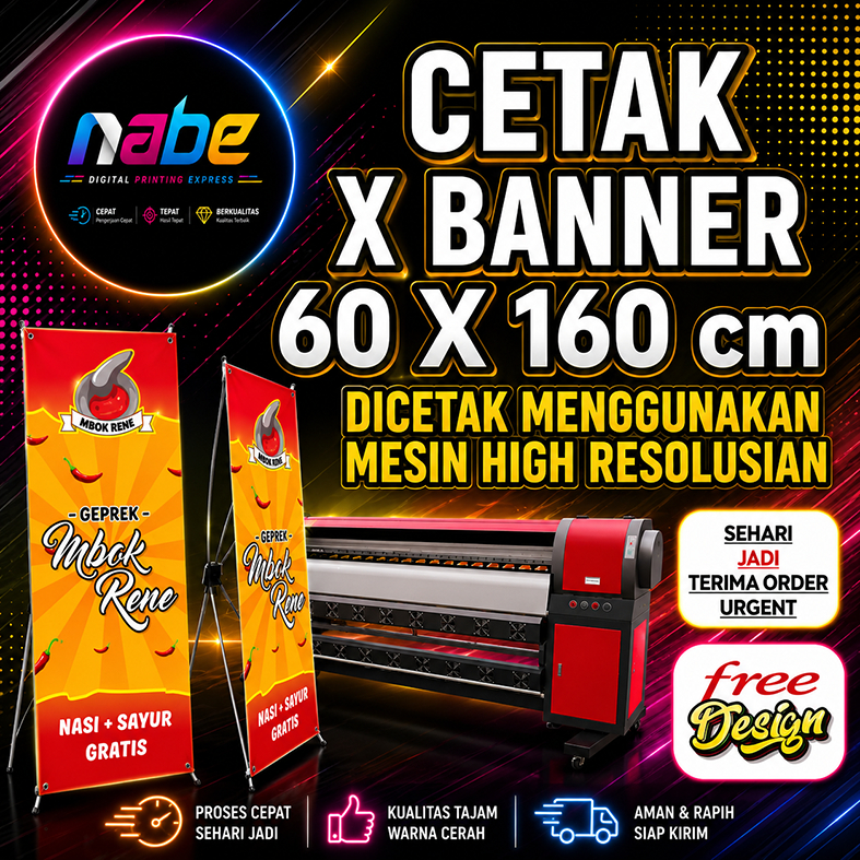 [FREE DESAIN] Paket X Banner Spanduk Berdiri Murah (include tiang/Rangka)