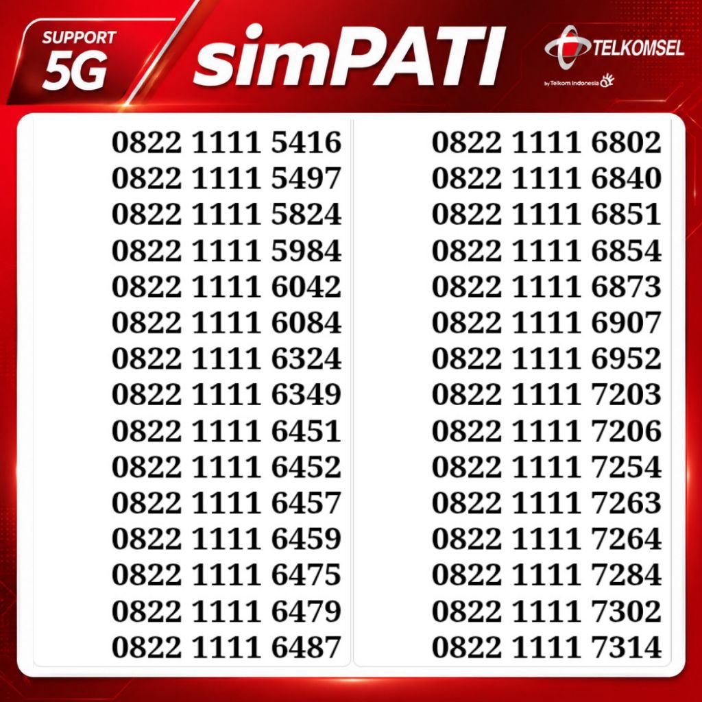 kartu perdana nomor cantik simpati 11111