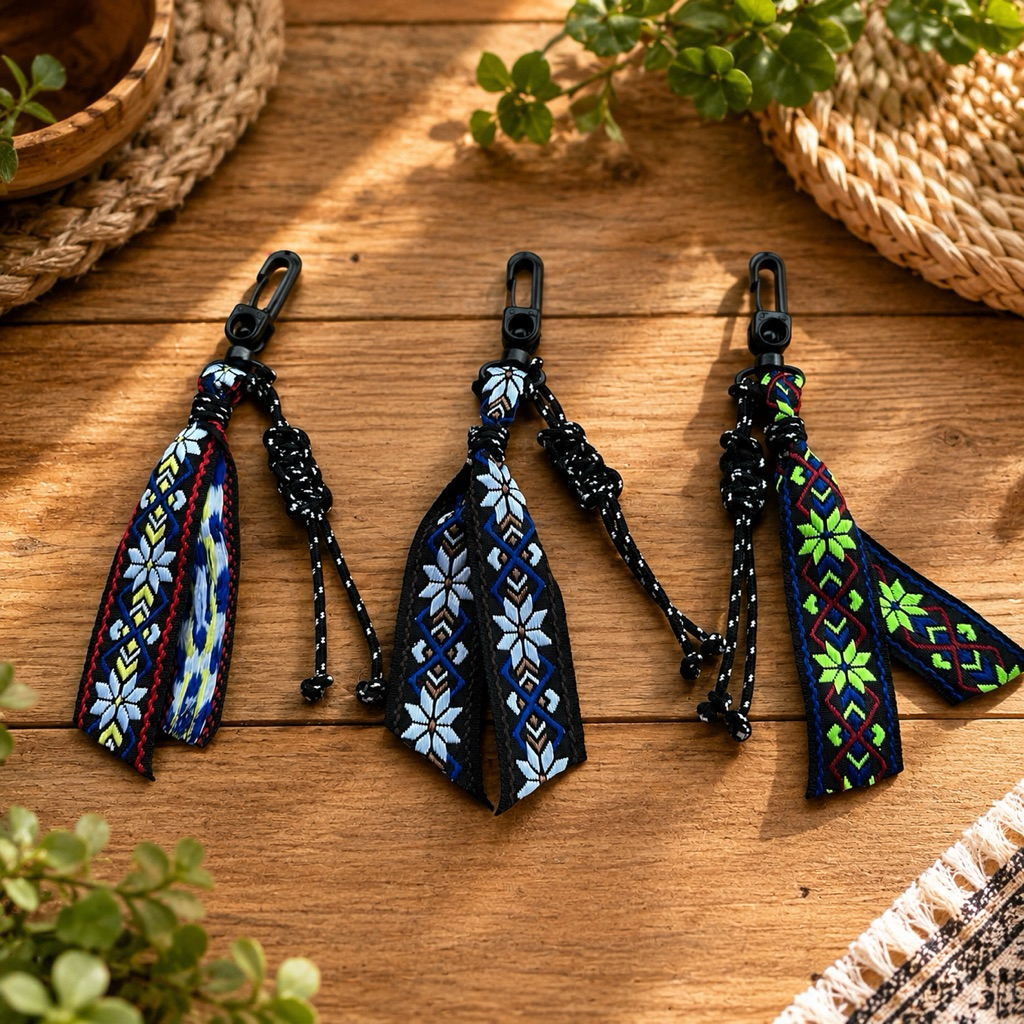 Keychain Carabiner Gantungan Kunci Webbing Prusik Motif Etnik Kalcer Multifungsi