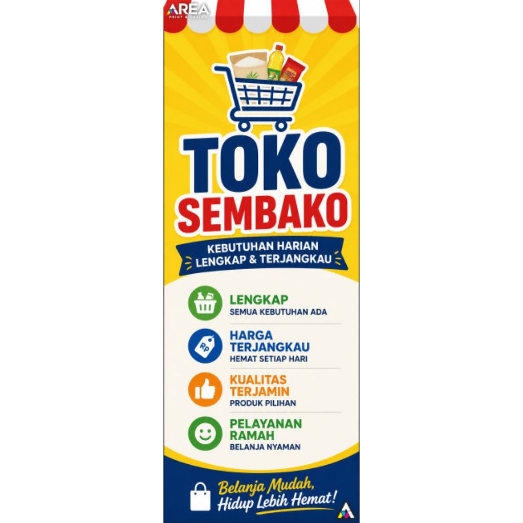 mmt banner toko sembako dan alat X banner| 60x160 cm flexi 280 gsm | X banner | Y banner | Roll bann