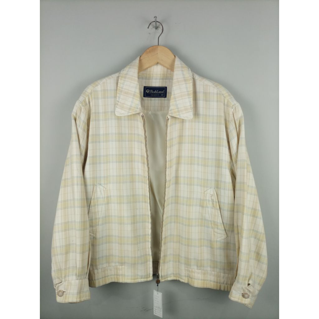 Jaket Parkland Vintage Tartan Kasual Berkerah_Size 100/Masuk L-XL