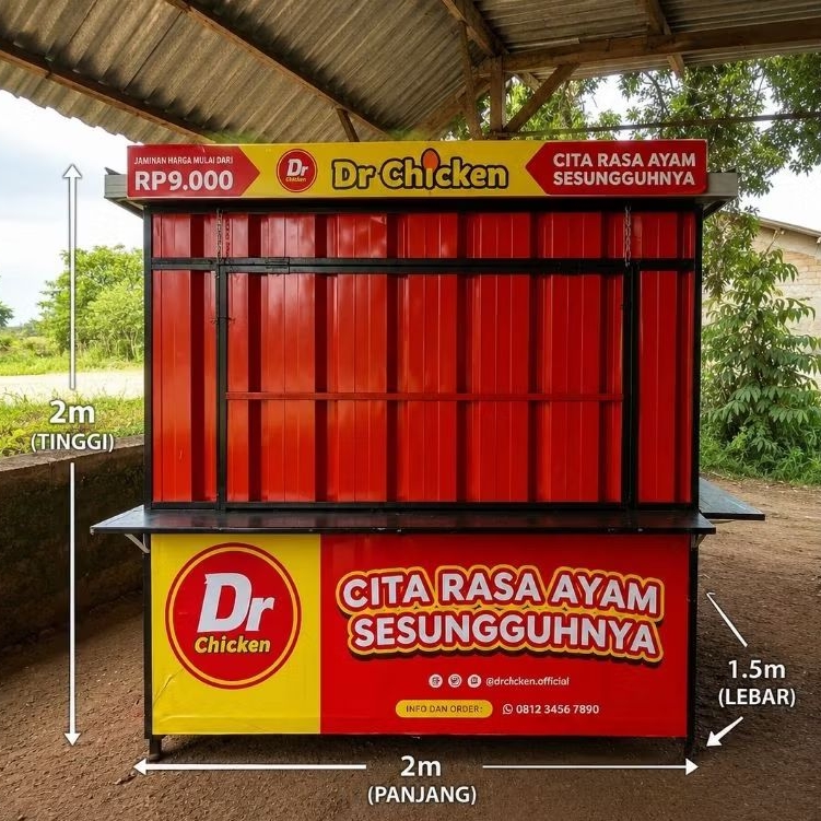 Booth kontainer warung kontainer ukuran 2x1.5m