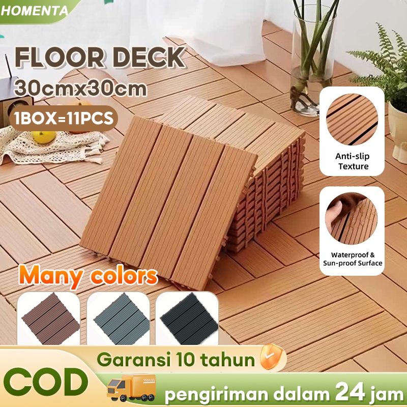 HOMENTA Decking Tile Wpc 30cm x 30cm Lantai PVC Lantai Plastik PVC Decking Tile Lantai DIY Luar Ruan