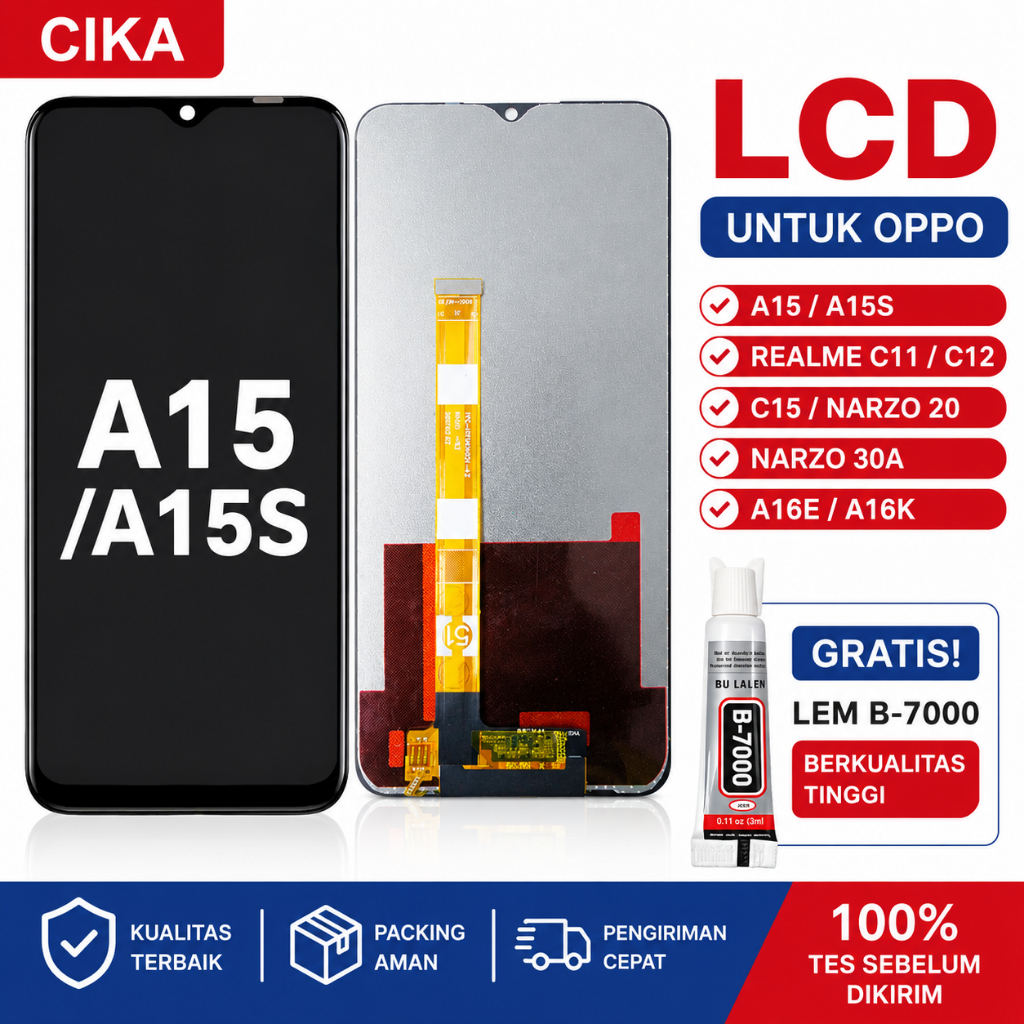 LCD OPPO A15 A15S A16E A16K REALME C11 C12 C15 NARZO 20 30A Touchscreen Fullset Layar Sentuh + Grati