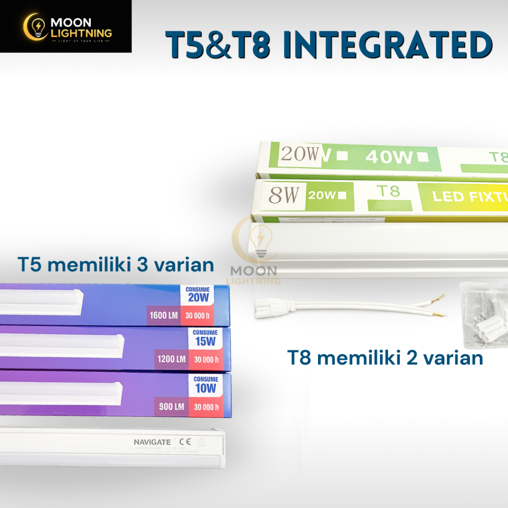 Lampu LED T5 T8 Navigate Super Bright Hemat Listrik Slim Fixture 8W 10W 15W 20W