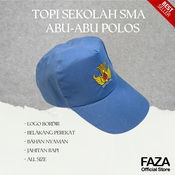 Topi Abu Abu polos Bordir Perekat