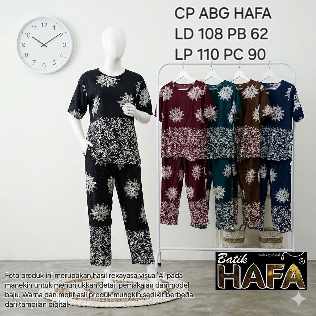 HAFA batik oneset tangan pendek cp abg kekinian motif baru abg Baju Tidur Celana Panjang asli pekalo
