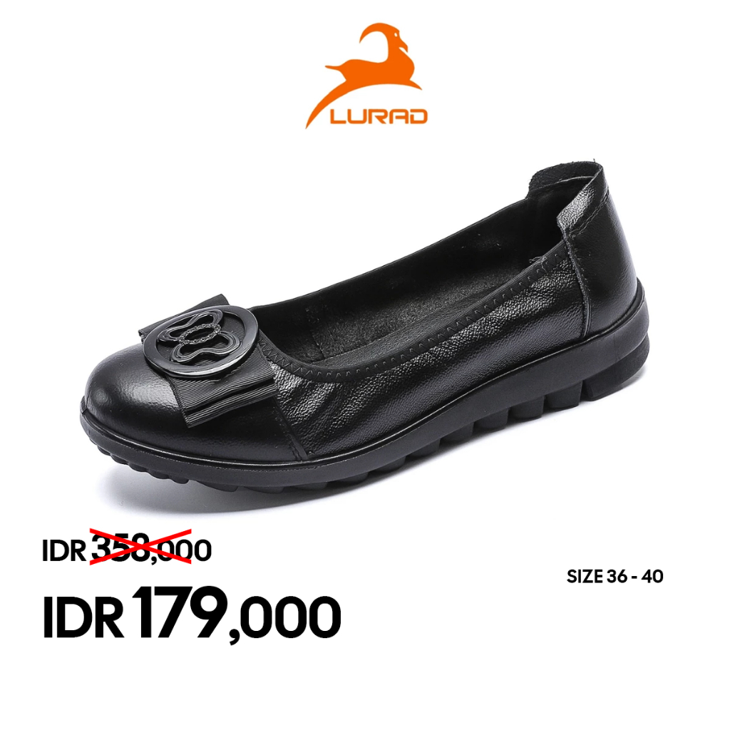 LURAD Sepatu Wanita Flat Slip On Kulit Sepatu Ballerina Cewek Cantik Kuliah Kerja Santai Kualitas Ke