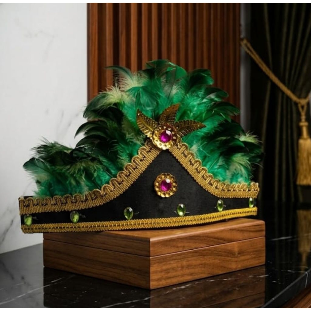 JAMINAN UANG KEMBALI Topi Mahkota Dayak Papua Bulu Hijau Cocok untuk Anak dan Dewasa
