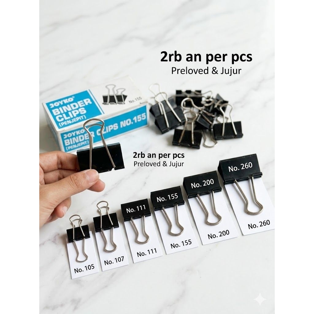 [ECERAN] Binder Clip / Penjepit Kertas Joyko Aneka Ukuran (Preloved/Second)