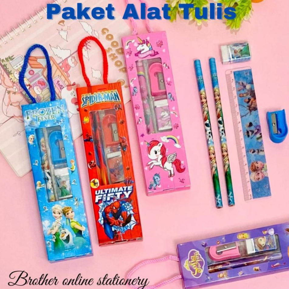 BOS Paket Alat Tulis 5in1 / Alat Tulis Set / Paket Alat Tulis Karakter / Stationery Set 8010