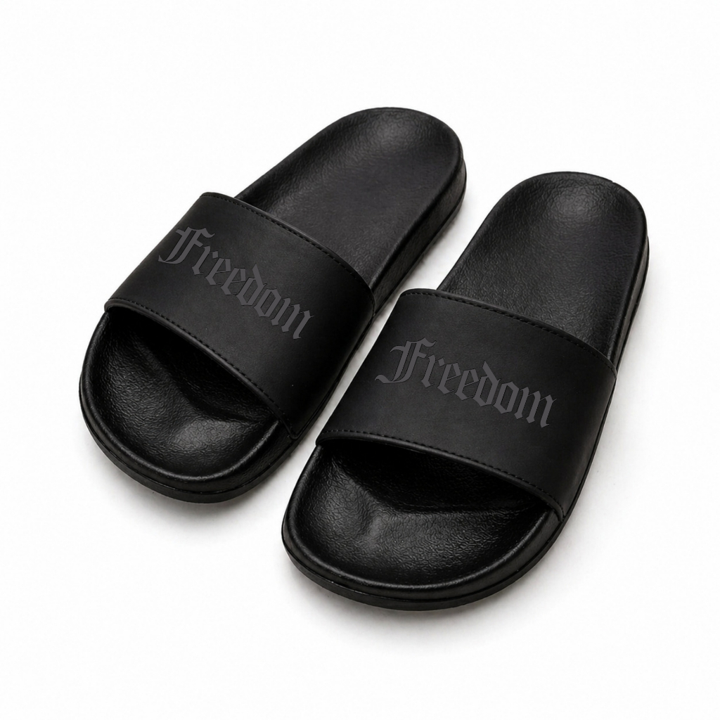 Sandal Slop Sandal Pria Wanita Freedom Sandal Slop Hitam Tanpa Lem Sandal Slop Karet Eva Anti Slip A