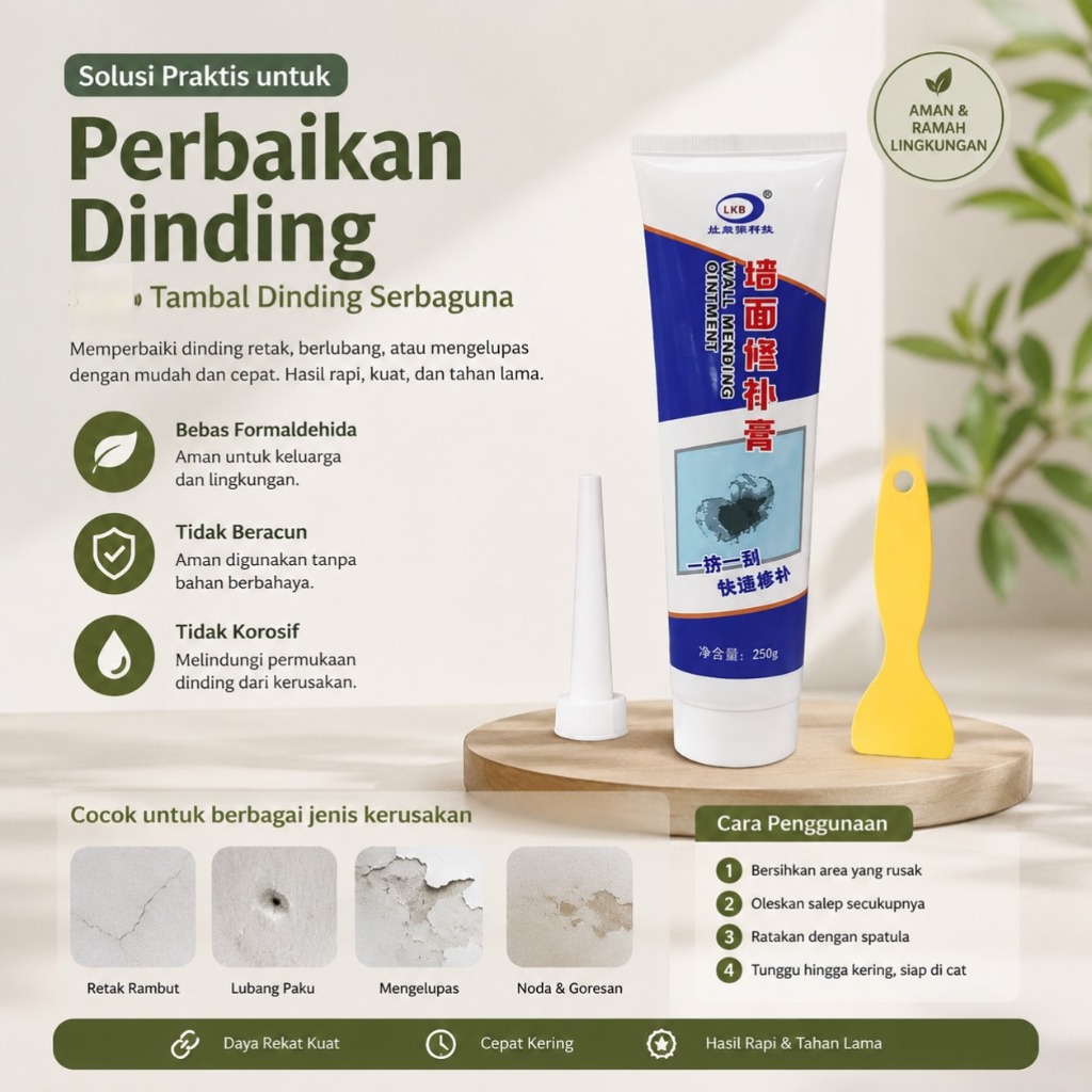SUPERMARKET Penambal dinding berlubang/Penambal dinding tembok retak/Dempul tembok retak dan bolong/