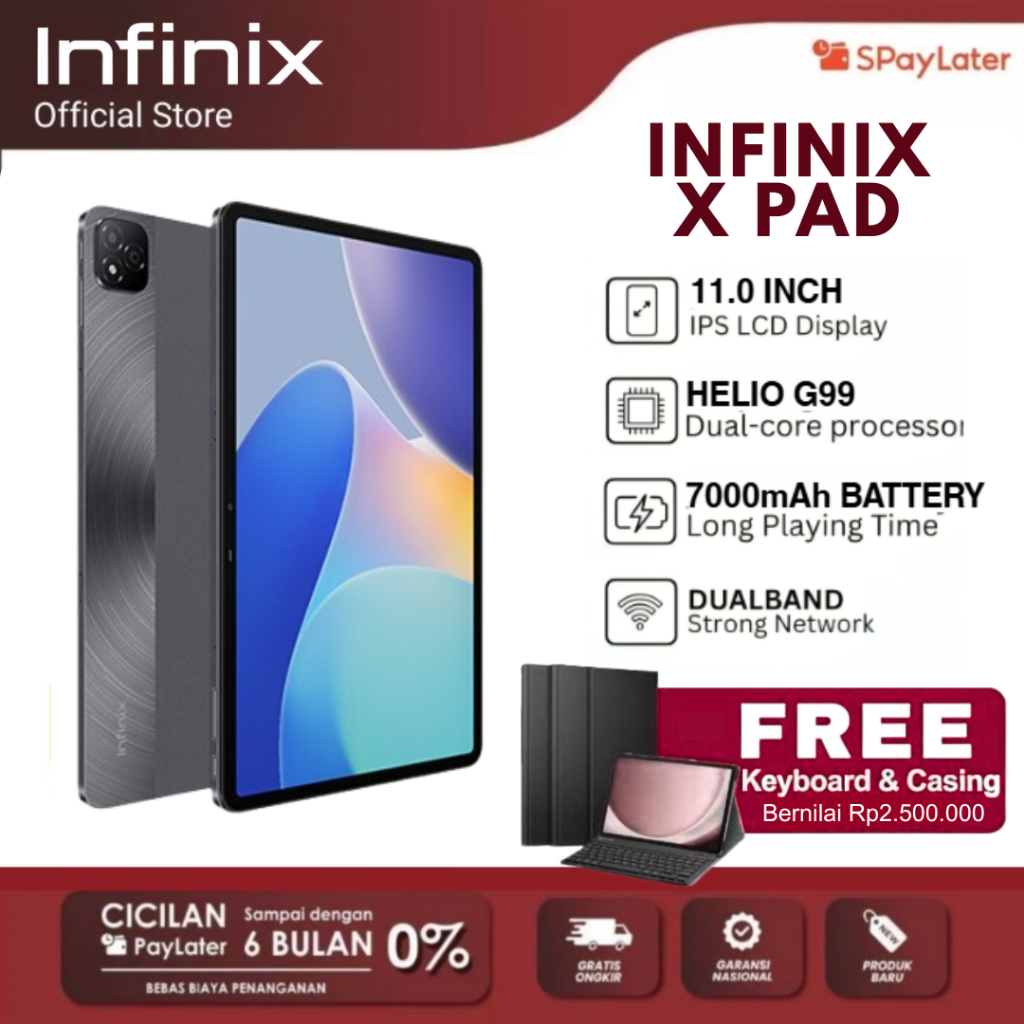 [Ready Stock] INFINIX XPAD | IPS 11 inci 90Hz | Helio G88 | 12GB+512GB | Baterai 7000mAh | Pengisian