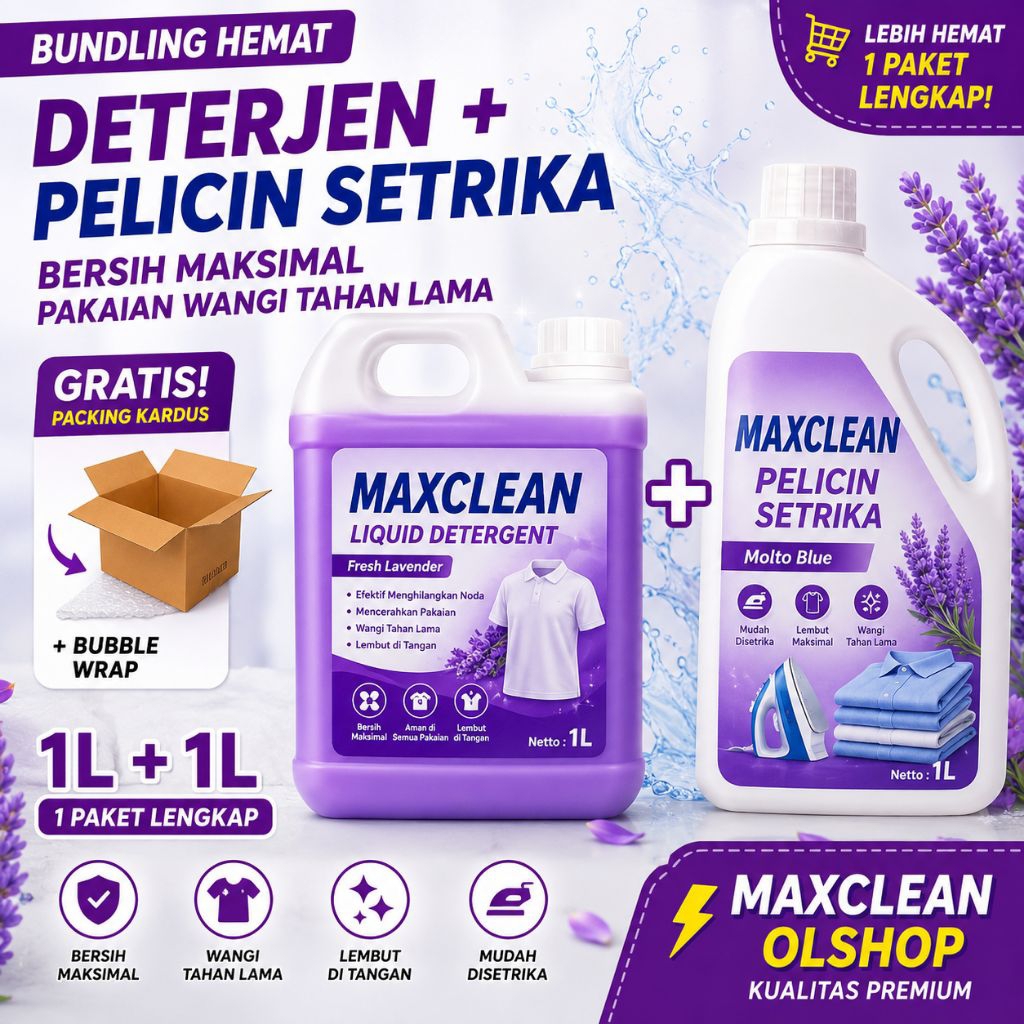 MXCLEANOLSHOPBundling Pelicin Setrika + Deterjen Laundry | Baju Bersih Wangi & Mudah Disetrika
