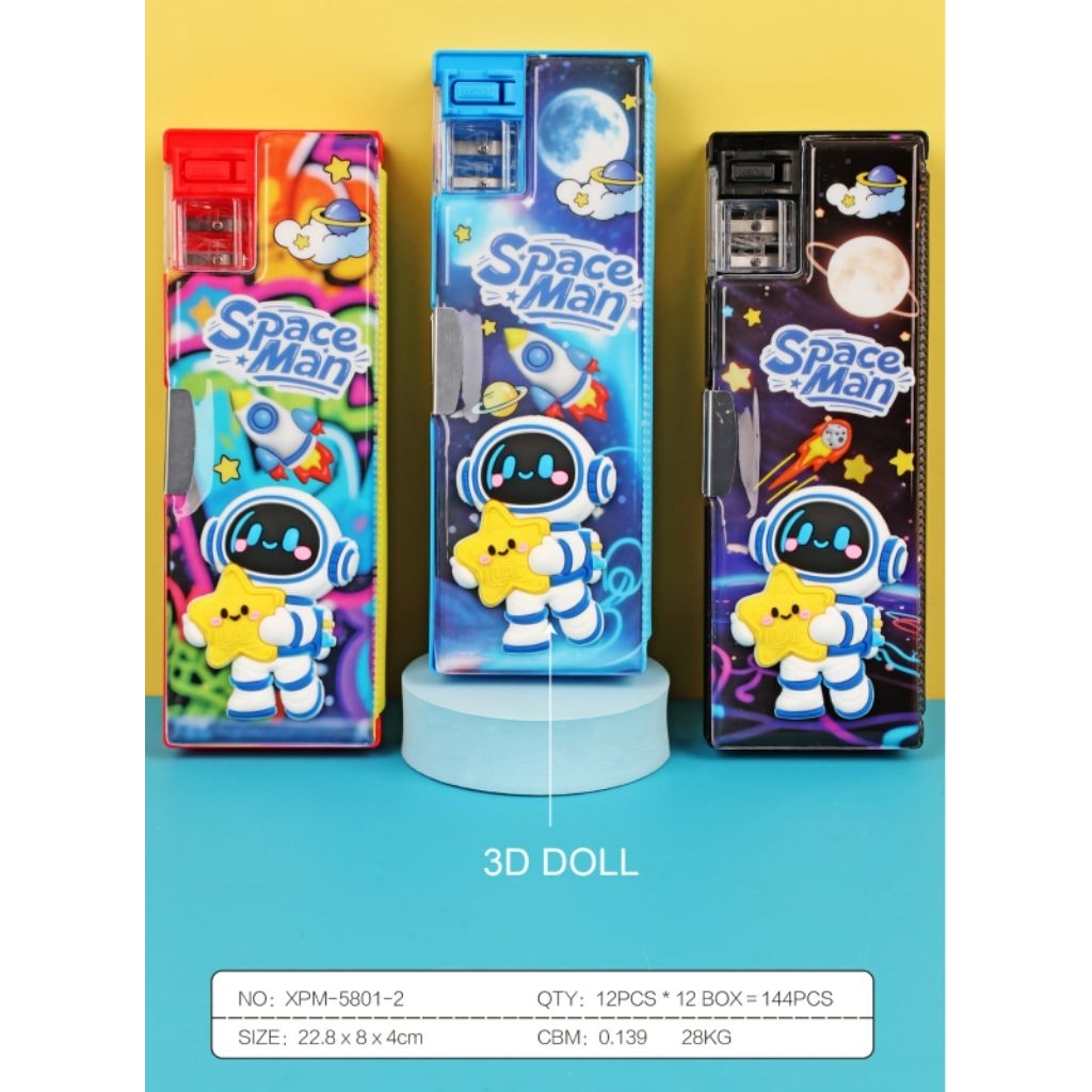 Kotak pencil squishy/ pencil case magnet/ tempat pensil astronout / space