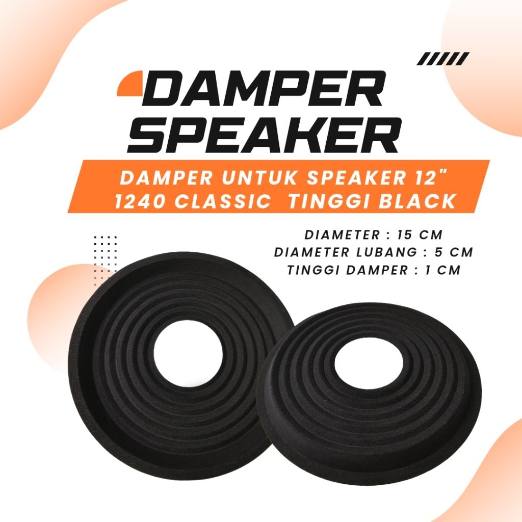 Surya Agung Damper Speaker 12inch tinggi 1240 classic black dumper demper diameter luar 15cm lubang 