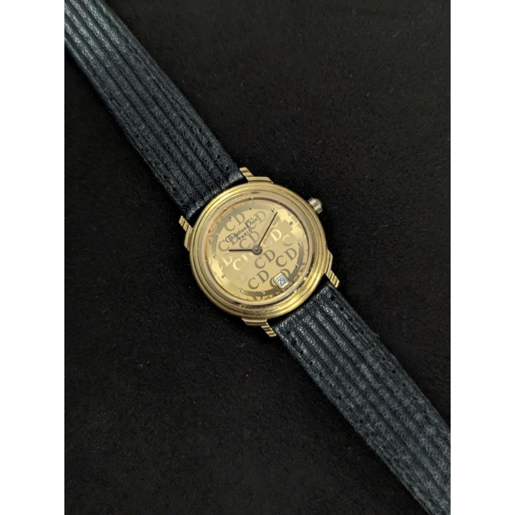 Vintage Christian Dior Quartz Gold Tone, Jam Tangan Fashion Wanita