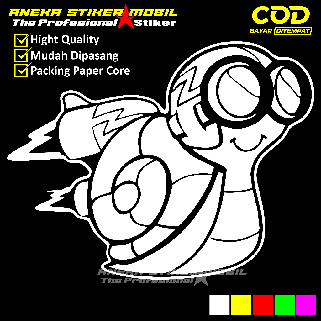 Stiker Siput Balap Lucu Sticker Universal