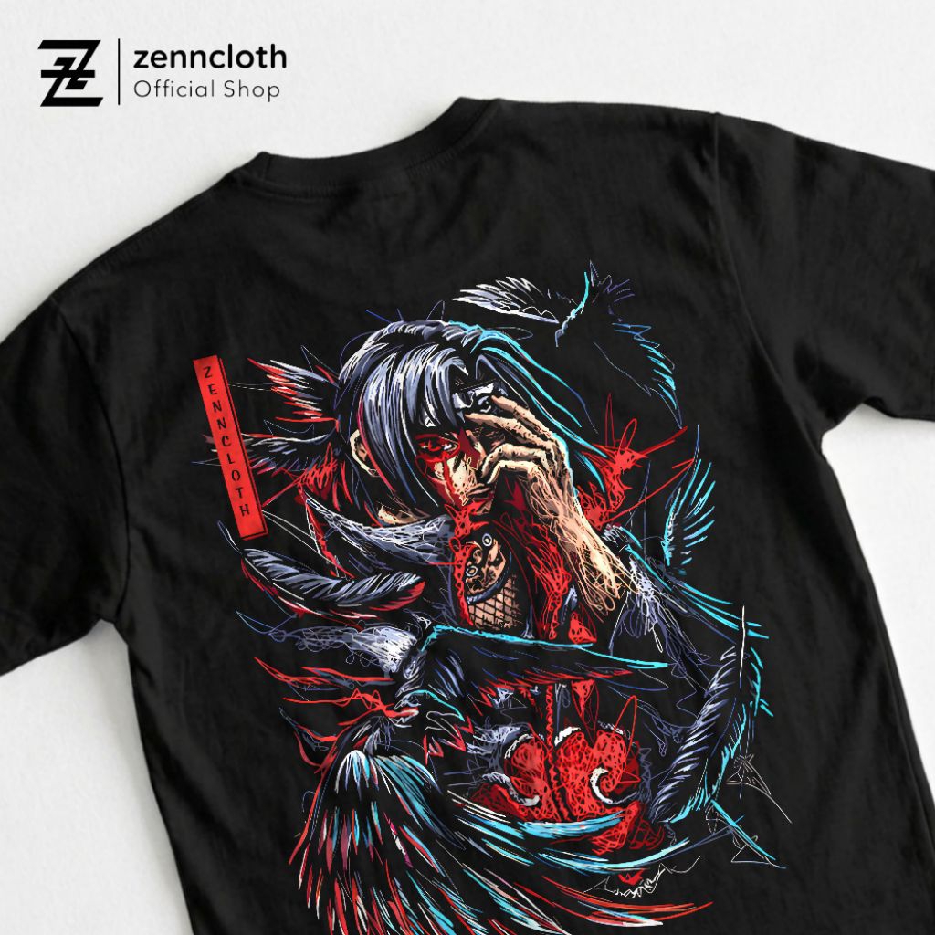 Zenncloth | Kaos Scribble T-shirt Anime Naruto Uchiha Itachi Full Cotton Original Feel Premium