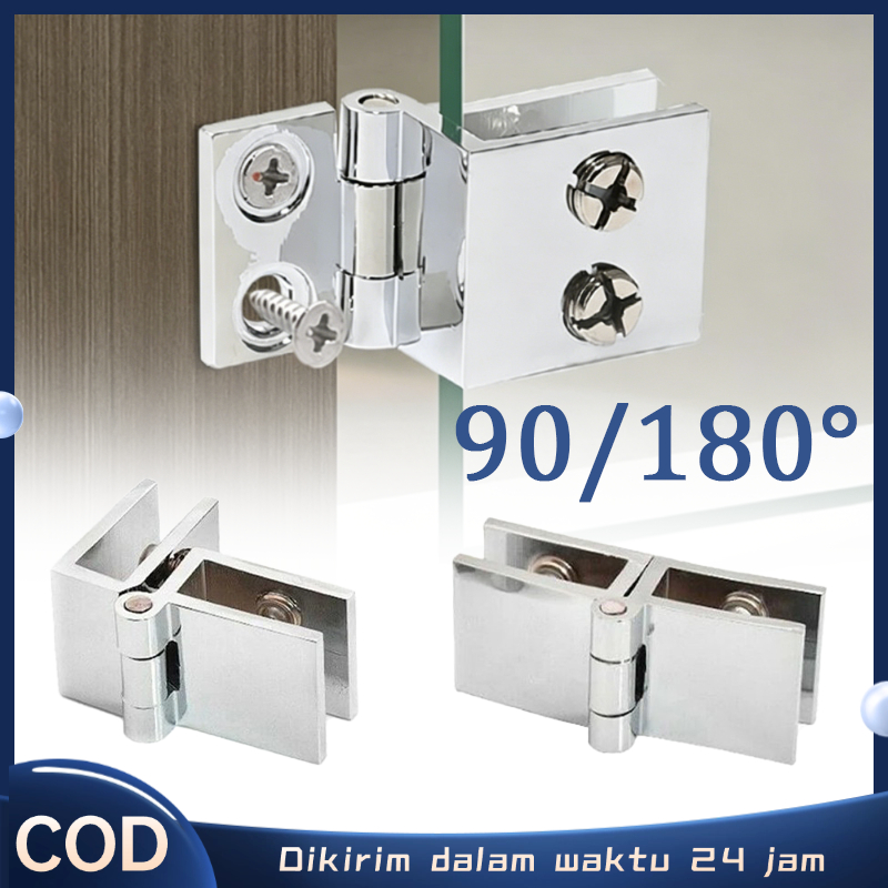 90°/180° Engsel Kaca Jepit Engsel Pintu Kaca Engsel Lemari Kaca Glass Door Hinge Engsel Tanam Pintu 