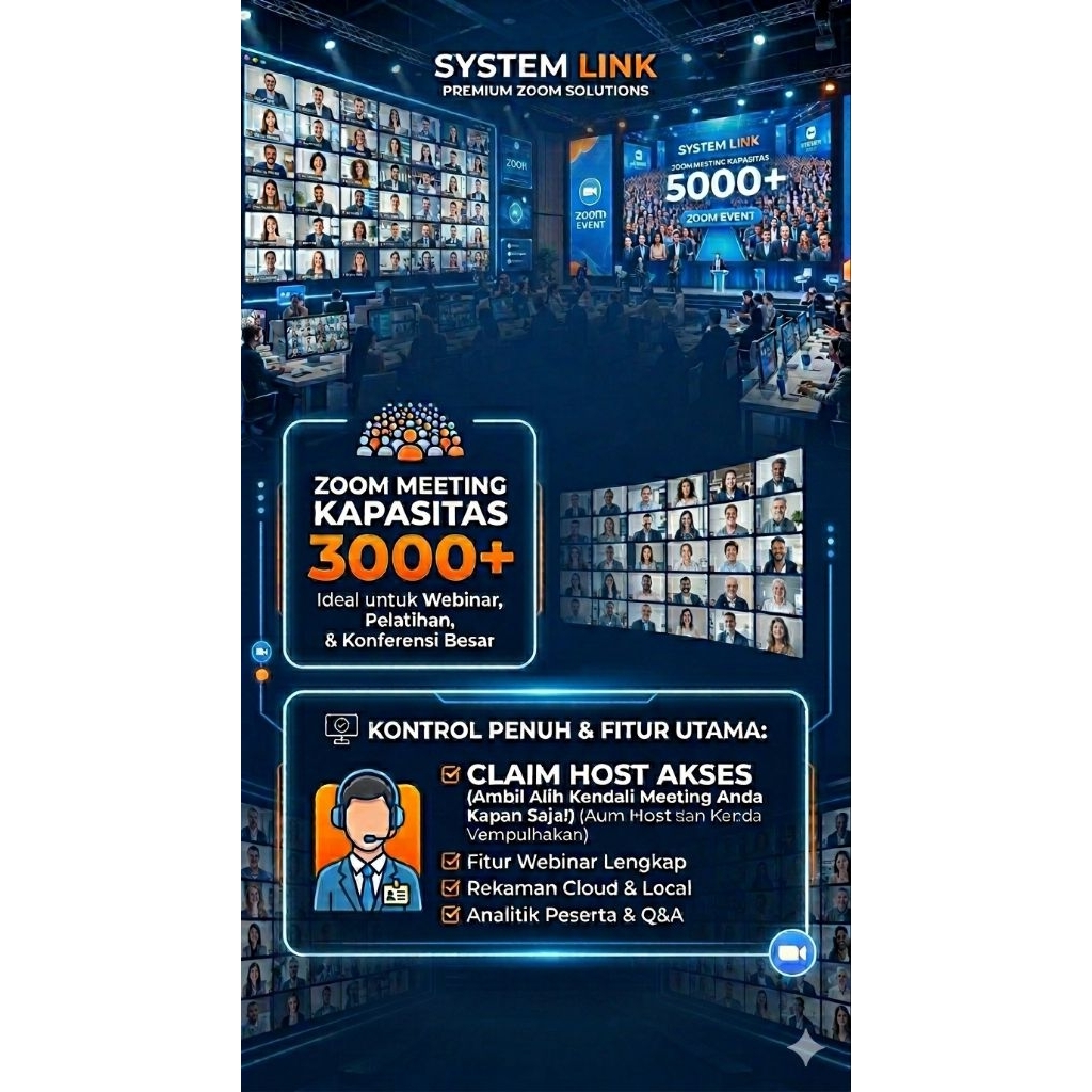 zoom Meeting 3000 Peserta claim host link kapan saja