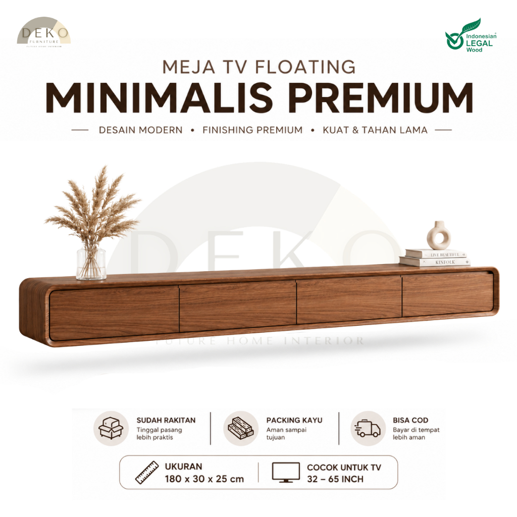 Meja TV Gantung Minimalis Aesthetic | Rak TV Dinding Premium Modern