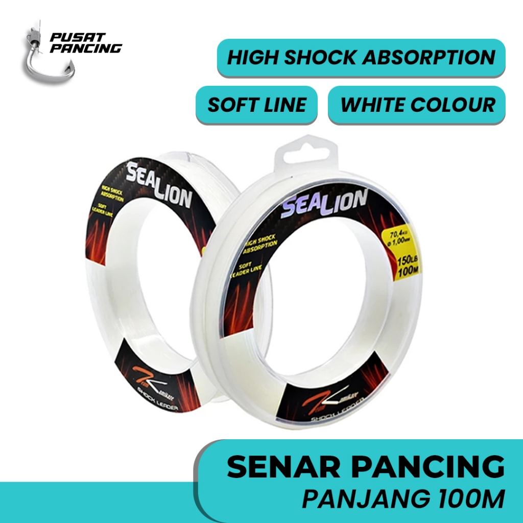 PUSATPANCING5 - Senar Pancing Leader Team Kamikaze Sea Lion Shock Leader 100M Clear Untuk Mancing di