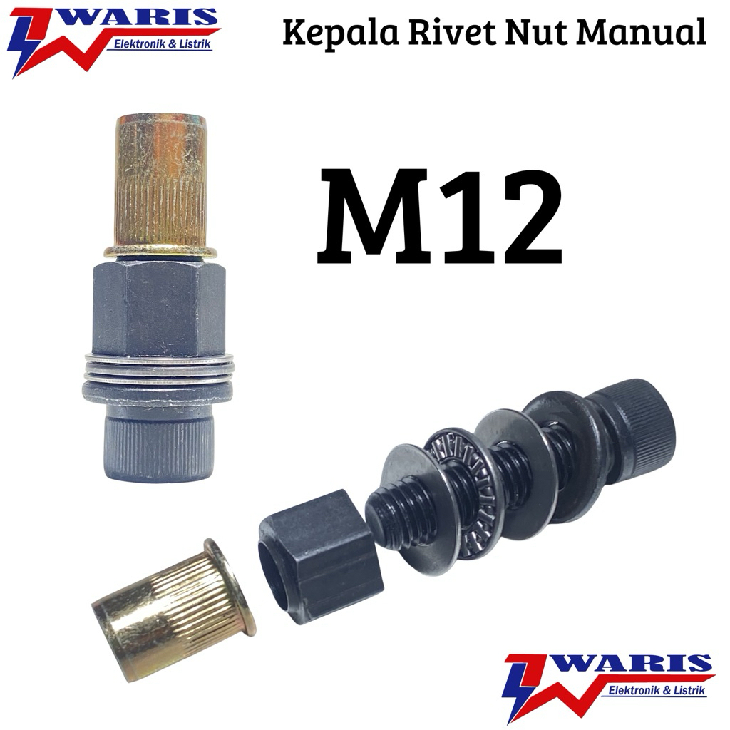 Kepala Rivet Nut Gun Hand Rivet Manual M12 Alat utk Pasang Mur Rivet