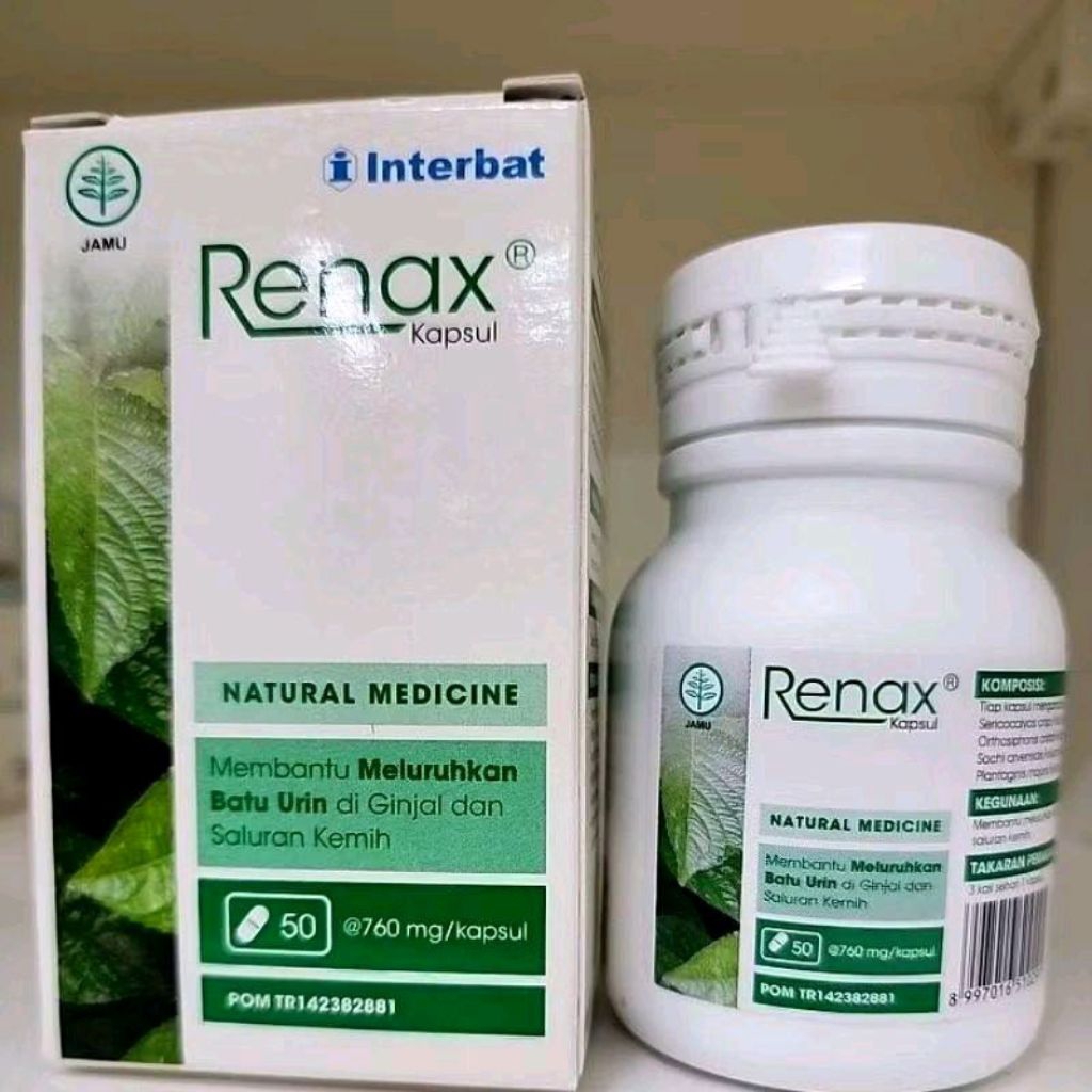 Interbat Renax Kapsul Original BPOM 760 mg - Membantu Meluruhkan Batu Urin di Ginjal dan Saluran Kem