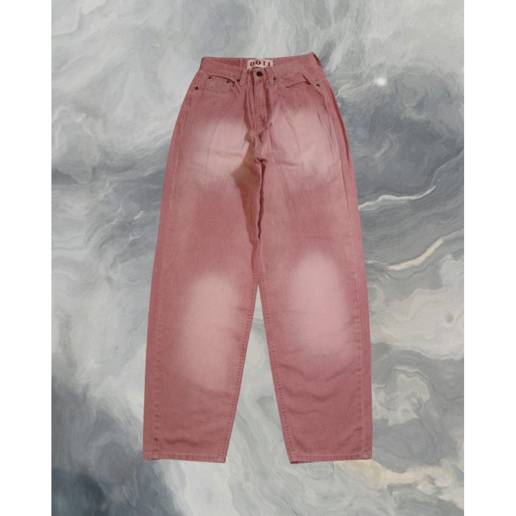 Celana Baggy Retro Pink Loose Jeans OOTJ