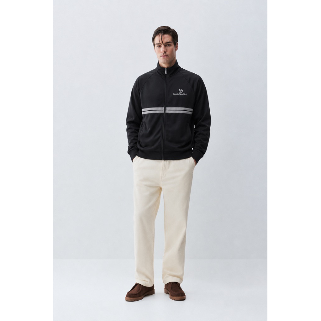 Sergio Tacchini Dallas Tracktop Jacket In Black / Grey