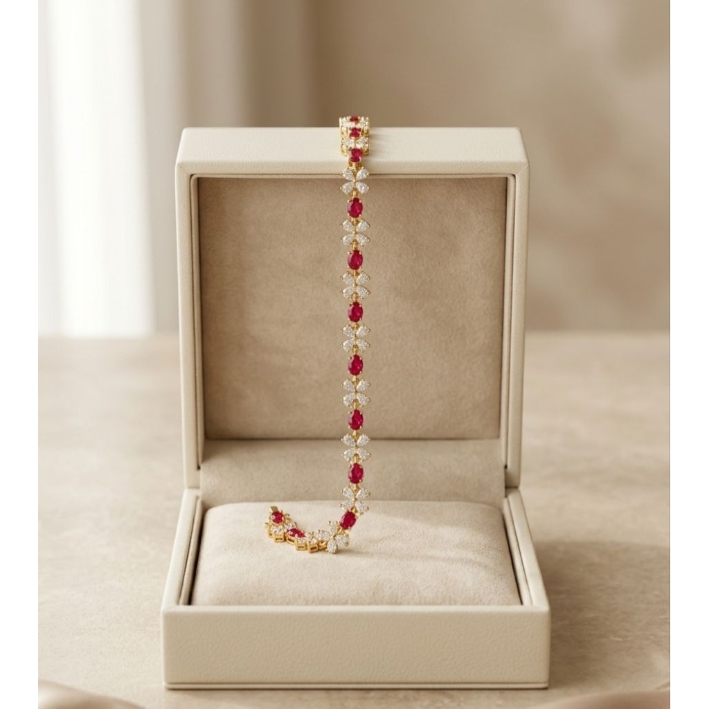 Gelang Ruby Birma Asli Premium – Elegan Mewah Luxury Jewelry