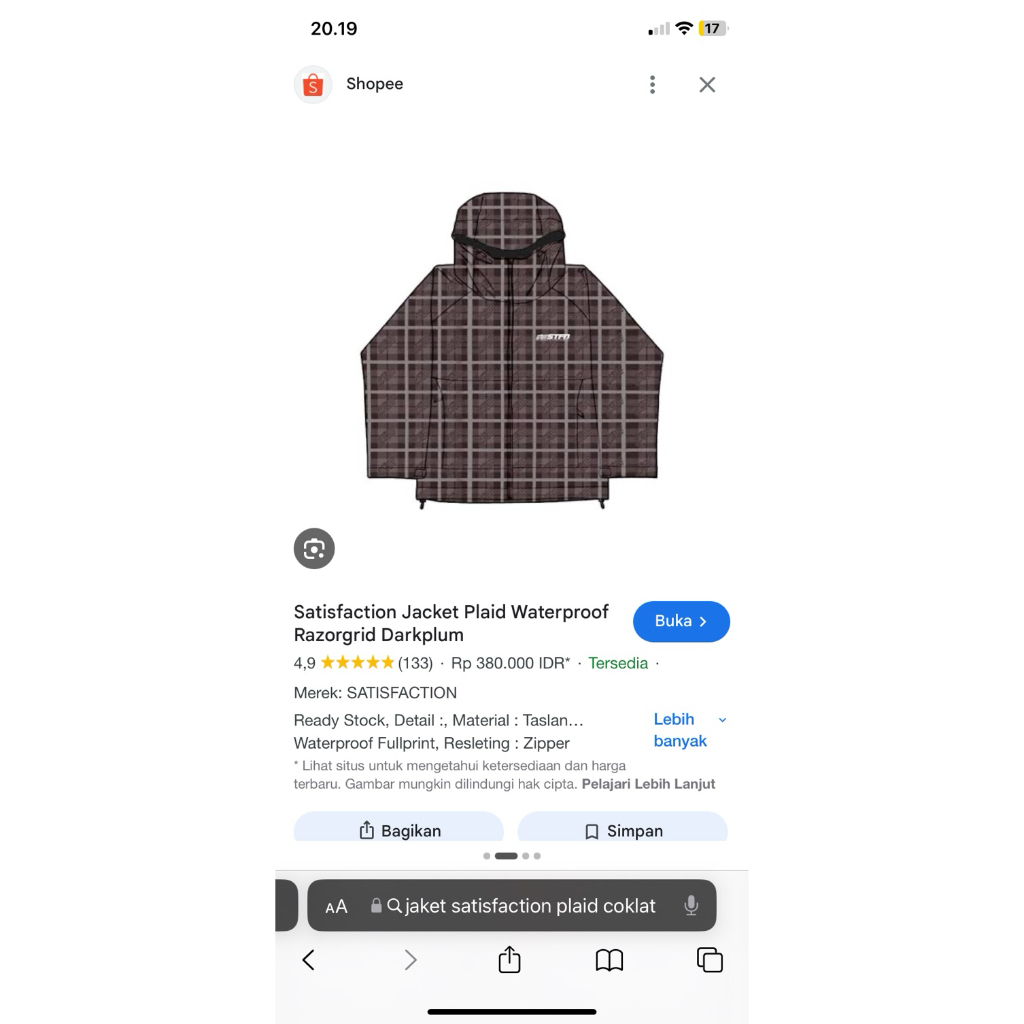 jaket satis plaid