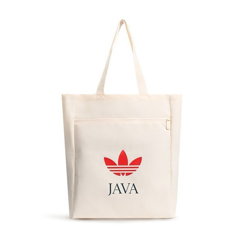 Pre Loved Adidas Original JAVA Totebag - White Adicolor Classic Shopper Bag
