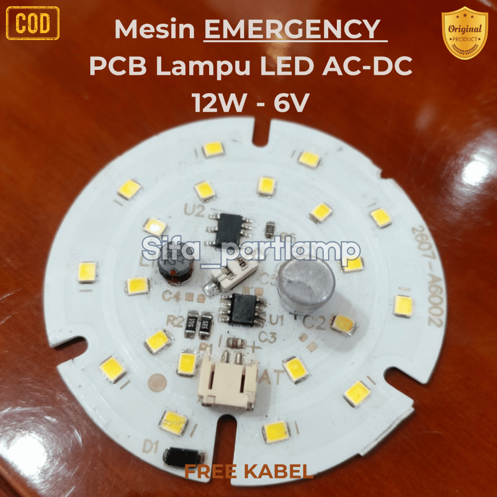 [12 WATT/AC-DC] Mesin PCB Emergency Lampu LED AC-DC 12 Watt D-73mm Sparepart Bulb